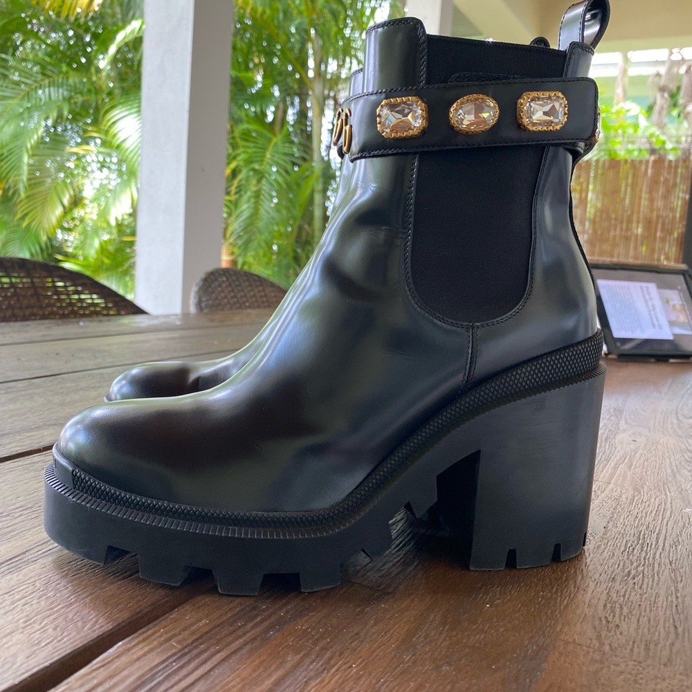 Gucci Leather Ankle Boot With Belt 39.5 - Picture 3 of 13